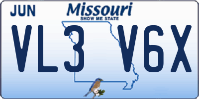 MO license plate VL3V6X