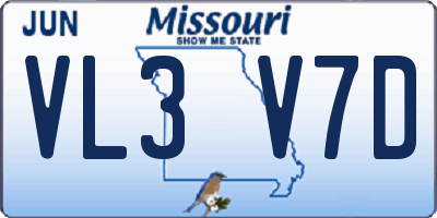 MO license plate VL3V7D