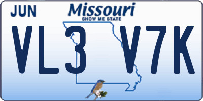 MO license plate VL3V7K