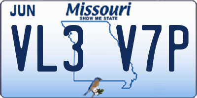 MO license plate VL3V7P