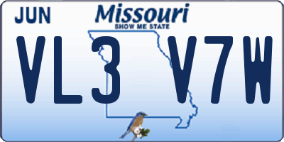 MO license plate VL3V7W