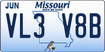 MO license plate VL3V8B