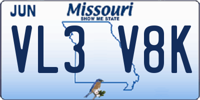 MO license plate VL3V8K