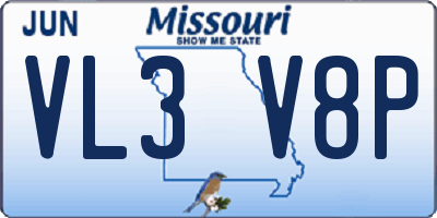 MO license plate VL3V8P
