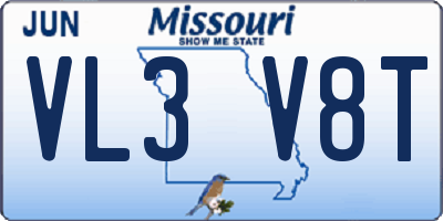MO license plate VL3V8T