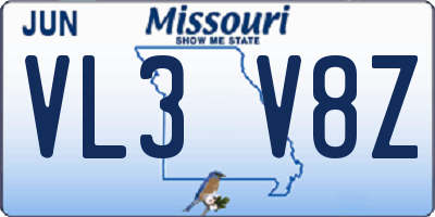MO license plate VL3V8Z