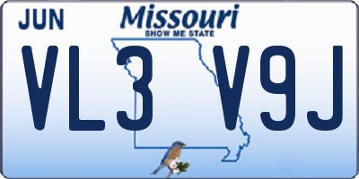 MO license plate VL3V9J