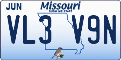 MO license plate VL3V9N