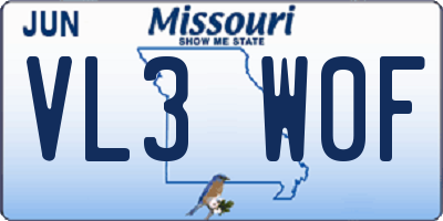 MO license plate VL3W0F