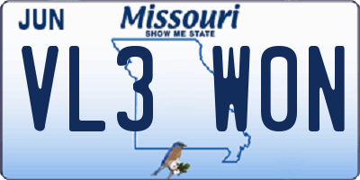 MO license plate VL3W0N