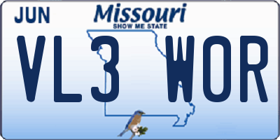 MO license plate VL3W0R