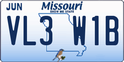 MO license plate VL3W1B