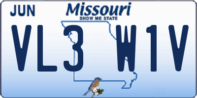 MO license plate VL3W1V