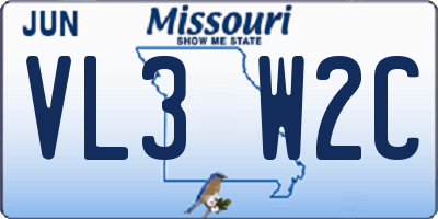 MO license plate VL3W2C