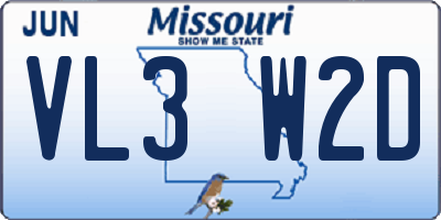 MO license plate VL3W2D