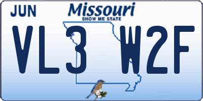 MO license plate VL3W2F