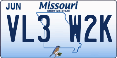 MO license plate VL3W2K