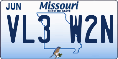 MO license plate VL3W2N