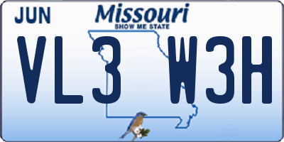 MO license plate VL3W3H