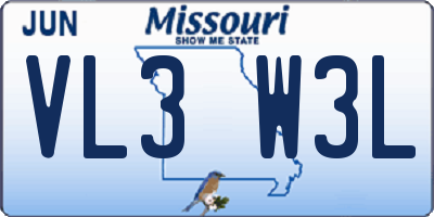 MO license plate VL3W3L