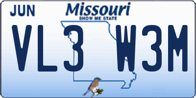 MO license plate VL3W3M