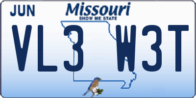 MO license plate VL3W3T
