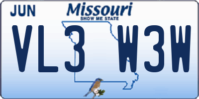 MO license plate VL3W3W