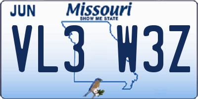MO license plate VL3W3Z