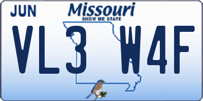 MO license plate VL3W4F