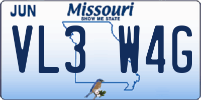 MO license plate VL3W4G