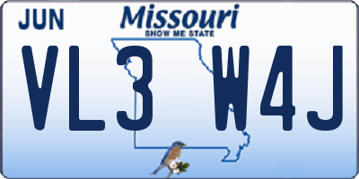 MO license plate VL3W4J