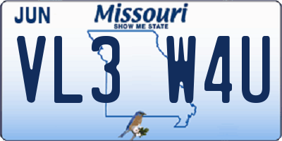 MO license plate VL3W4U