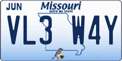 MO license plate VL3W4Y