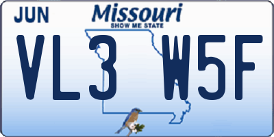 MO license plate VL3W5F