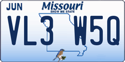 MO license plate VL3W5Q