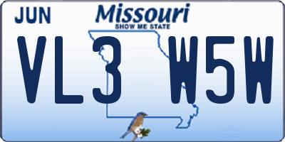 MO license plate VL3W5W