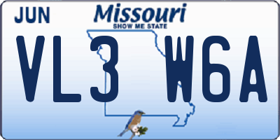 MO license plate VL3W6A