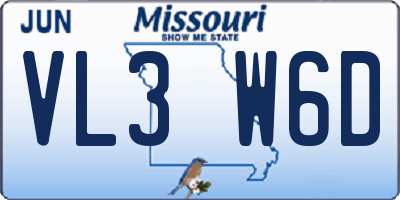 MO license plate VL3W6D
