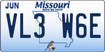 MO license plate VL3W6E