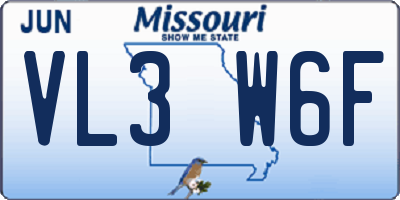 MO license plate VL3W6F