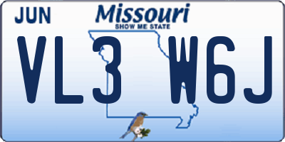 MO license plate VL3W6J