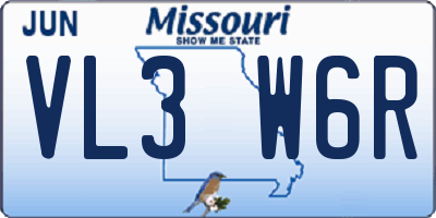 MO license plate VL3W6R