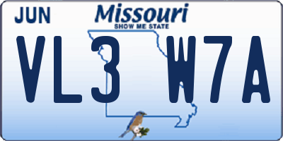 MO license plate VL3W7A