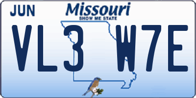 MO license plate VL3W7E