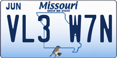 MO license plate VL3W7N