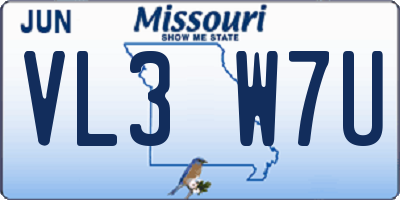 MO license plate VL3W7U