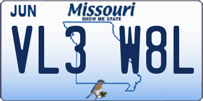 MO license plate VL3W8L