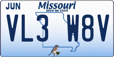 MO license plate VL3W8V