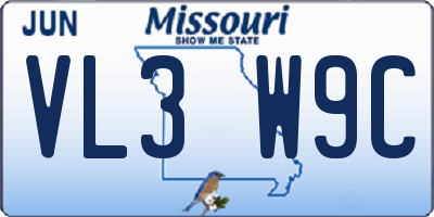 MO license plate VL3W9C