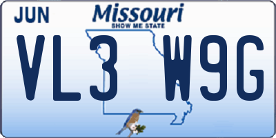 MO license plate VL3W9G
